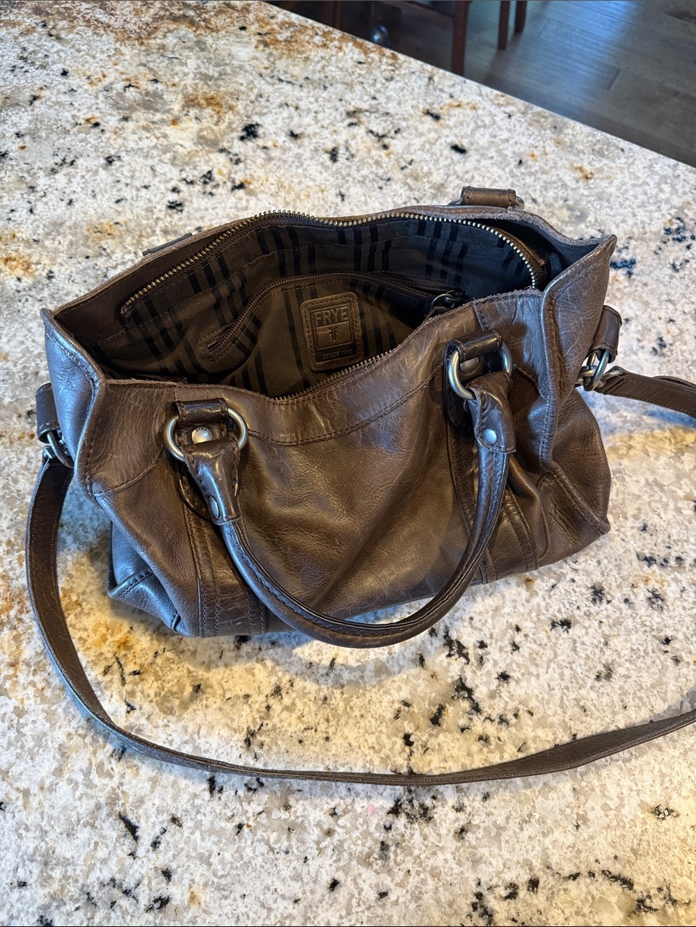 Frye Brown Leather Convertible Satchel with Shoulder Strap